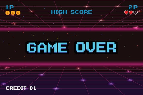 Retrobildschirm der Game over anzeigt